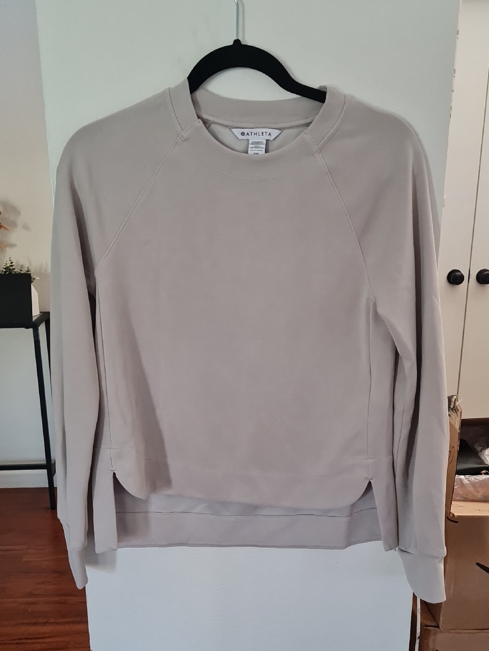 Athleta Women's Crewneck Pullover Sweatshirt in Light Taupe